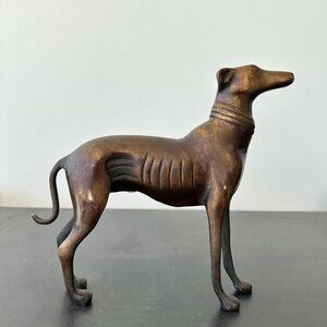 Vintage Bronze Cast Metal Greyhound Sculpture